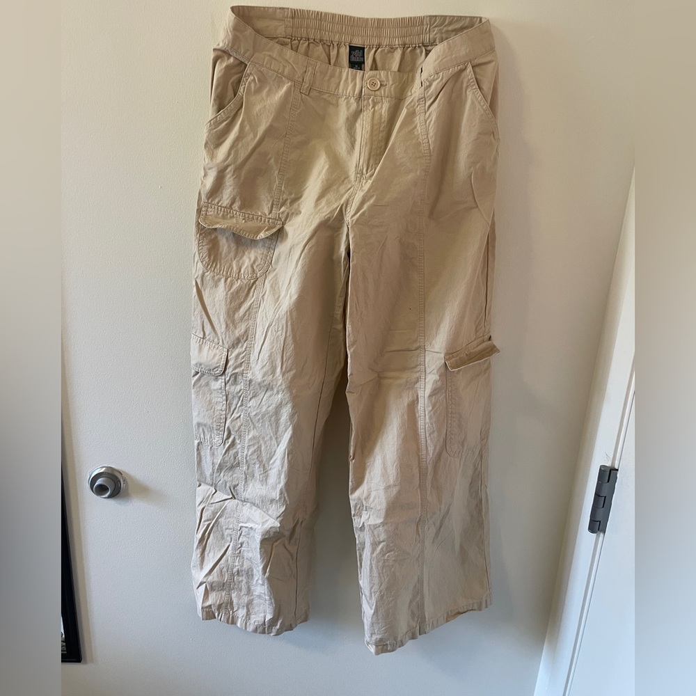 Tan cargo wide leg pants